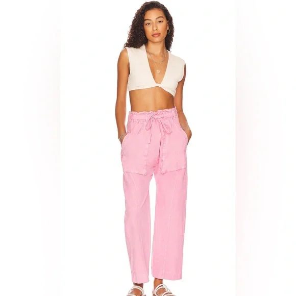Free People Sky Rider Straight Leg en Rosebloom. - Picture 4 of 7
